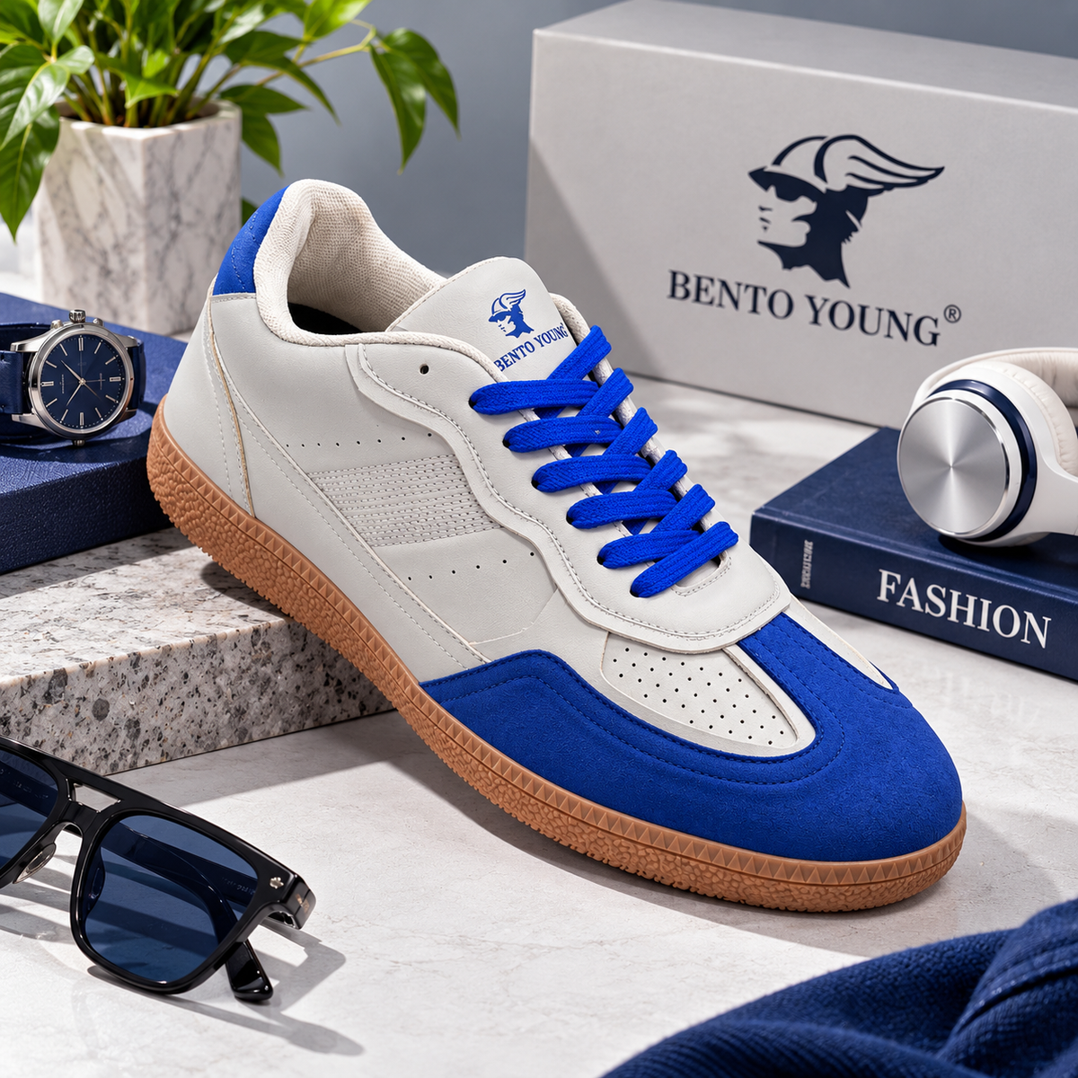 Cobalt Drift Blue & Grey Streetwear Sneakers