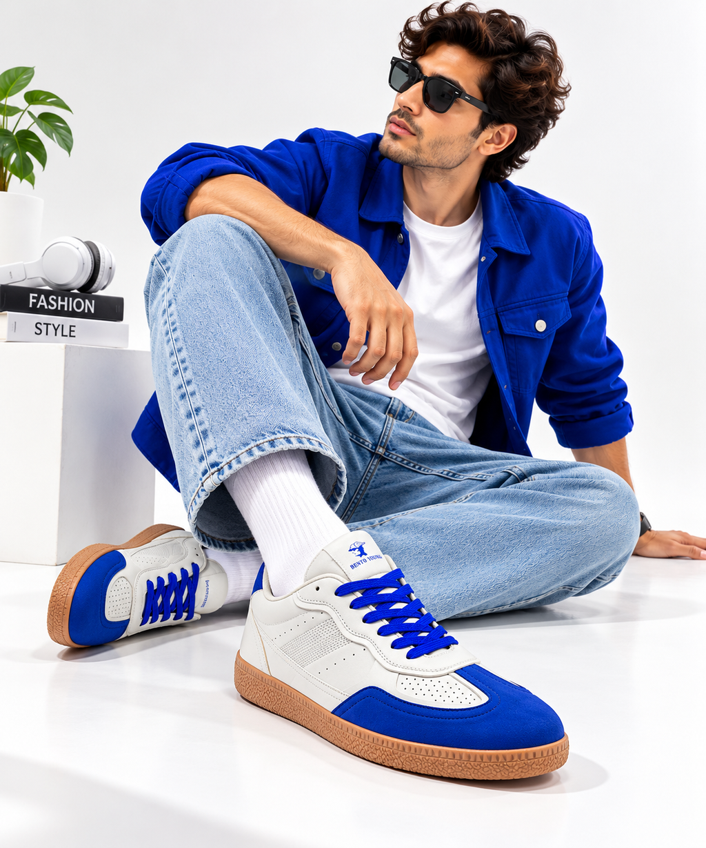 Cobalt Drift Blue & Grey Streetwear Sneakers