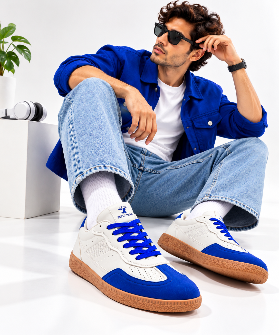 Cobalt Drift Blue & Grey Streetwear Sneakers