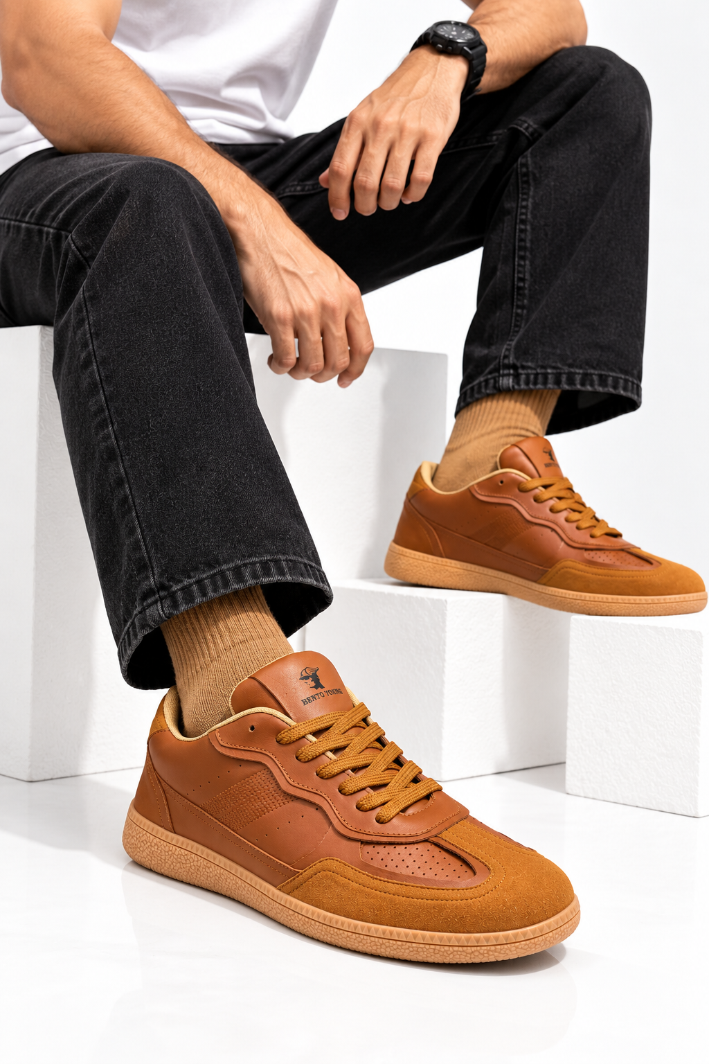 Caramel Drift Tan Leather Low-Top Sneaker