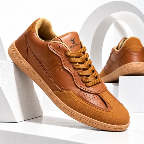Caramel Drift Tan Leather Low-Top Sneaker
