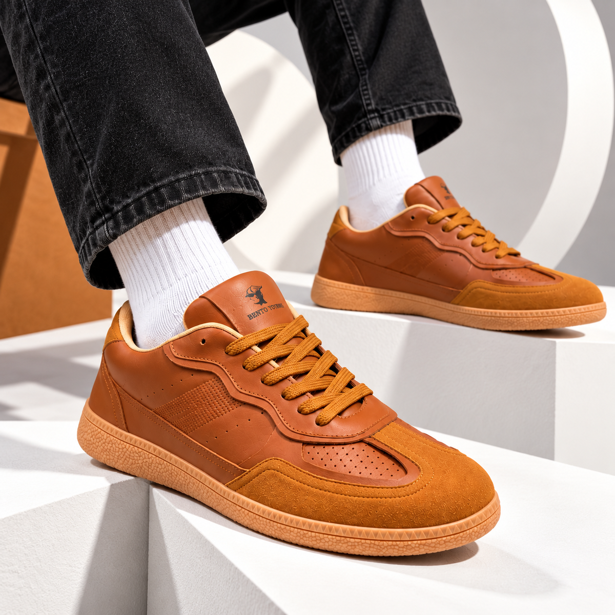Caramel Drift Tan Leather Low-Top Sneaker