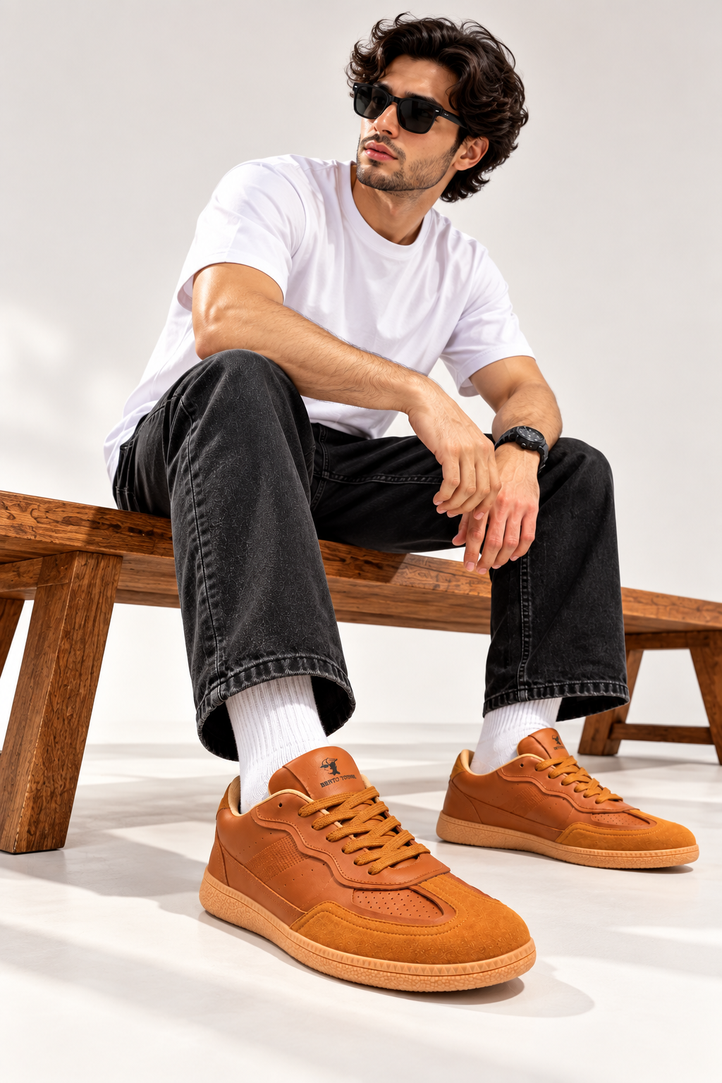Caramel Drift Tan Leather Low-Top Sneaker